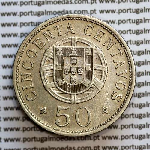 Angola 50 centavos 1928 em alpaca,"$50" centavos 1928 Angola, (MBC+/Bela-), Ex- Colónia Angola, World Coins Angola KM 69