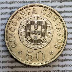 Angola coin 50 centavos 1928 in alpaca, 50 centavos 1928 Angola, (MBC+/Bela-), Former Colony Angola, World Coins Angola KM 69