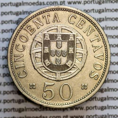 Angola 50 centavos 1928 em alpaca,"$50" centavos 1928 Angola, (MBC+/Bela-), Ex- Colónia Angola, World Coins Angola KM 69