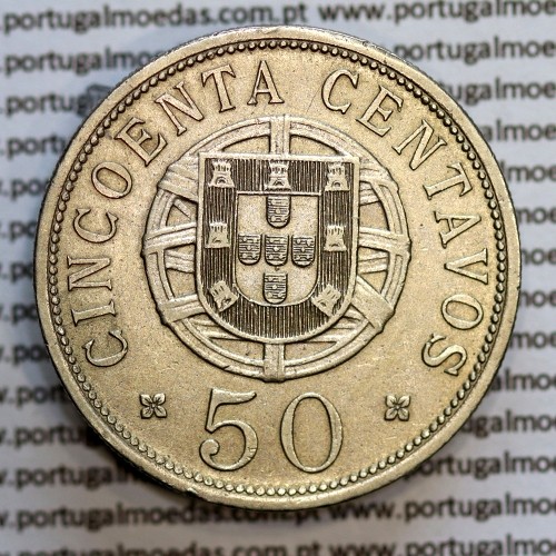 Angola 50 centavos 1928 em alpaca,"$50" centavos 1928 Angola, (MBC+/Bela-), Ex- Colónia Angola, World Coins Angola KM 69