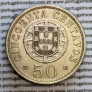 Angola 50 centavos 1928 em alpaca,"$50" centavos 1928 Angola, (MBC+/Bela-), Ex- Colónia Angola, World Coins Angola KM 69