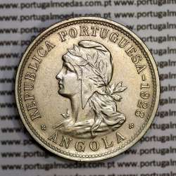 Angola coin 50 centavos 1928 in alpaca, 50 centavos 1928 Angola, (MBC+/Bela-), Former Colony Angola, World Coins Angola KM 69