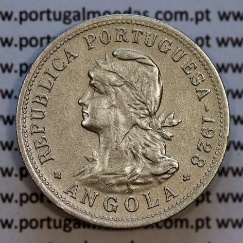 Angola coin 50 centavos 1928 in alpaca, 50 centavos 1928 Angola, (MBC+/Bela-), Former Colony Angola, World Coins Angola KM 69