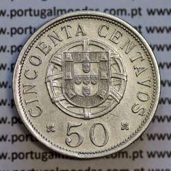 Angola coin 50 centavos 1928 in alpaca, 50 centavos 1928 Angola, (MBC+/Bela-), Former Colony Angola, World Coins Angola KM 69