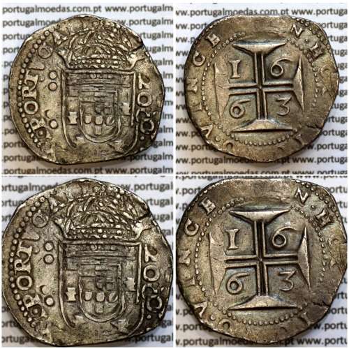 Half Crusader in silver 1663 by D. Afonso VI, ✣ALPHONSVS.VI.DG.REX.PORTVGALI / ✣IN.HOC.SIGNO.VINCES, World Coins Portugal KM82