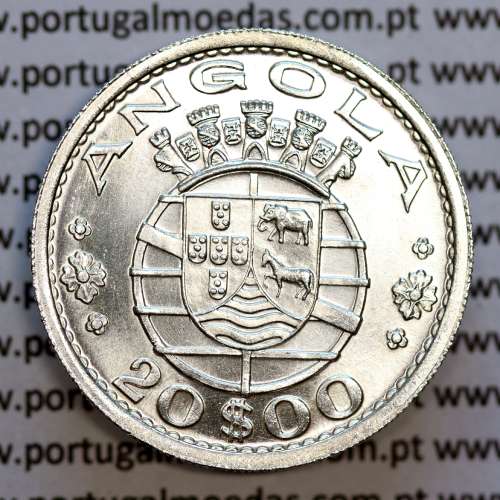 Angola coin 20$00 1955 silver, 20 escudos silver 1955, (Superb), twenty escudos silver 1955 of Angola, World Coins Angola KM 74