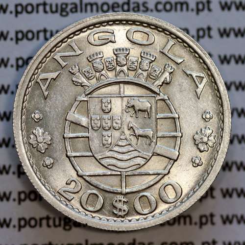Angola coin 20$00 1952 silver, twenty escudos silver 1952 of Angola, 20 escudos 1952 silver, (Bela), World Coins Angola KM 74