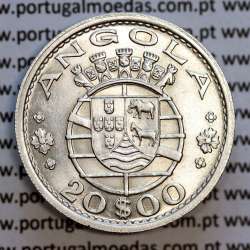 Angola coin 20$00 1952 silver, twenty escudos silver 1952 of Angola, 20 escudos 1952 silver, (Bela), World Coins Angola KM 74