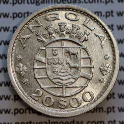 Angola 20$00 1952 prata, vinte escudos prata 1952, 20 escudos 1952 prata, (MBC+/Bela-), World Coins Angola KM 74