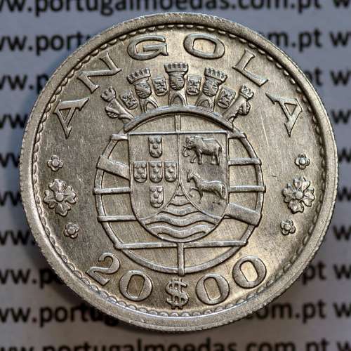 Angola 20$00 1952 prata, vinte escudos prata 1952, 20 escudos 1952 prata, (MBC+/Bela-), World Coins Angola KM 74