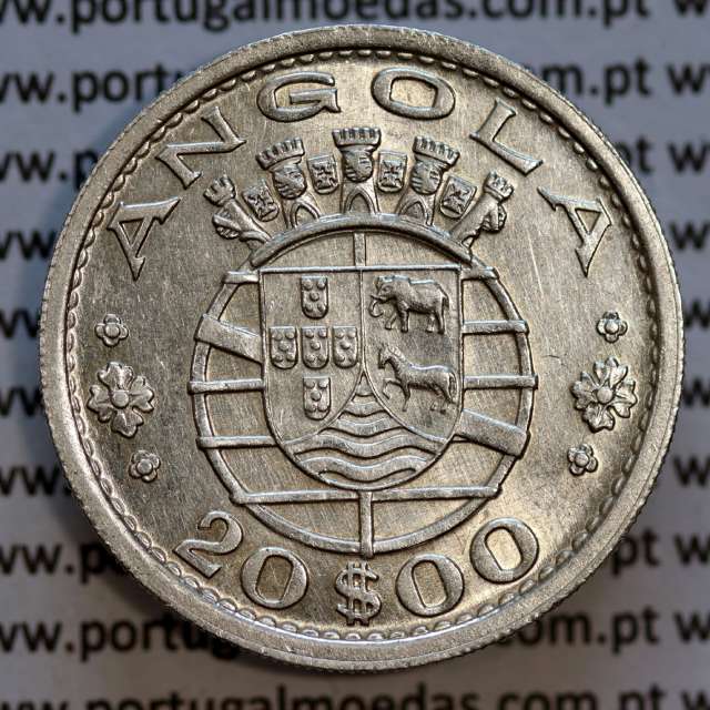Angola 20$00 1952 prata, vinte escudos prata 1952, 20 escudos 1952 prata, (MBC+/Bela-), World Coins Angola KM 74