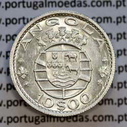 Angola 10$00 prata 1955, dez escudos prata 1955 Angola Ex-Colónia, (Bela/Soberba),World Coins Angola KM 73