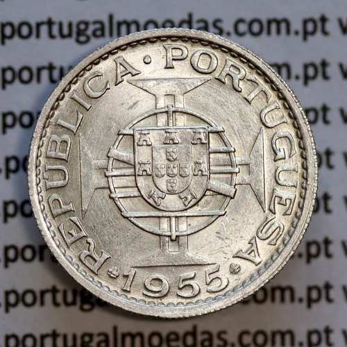 Angola 10$00 prata 1955, dez escudos prata 1955 Angola Ex-Colónia, (Bela/Soberba),World Coins Angola KM 73