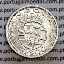 Angola 10$00 prata 1955, dez escudos prata 1955 Angola Ex-Colónia, (Bela/Soberba),World Coins Angola KM 73