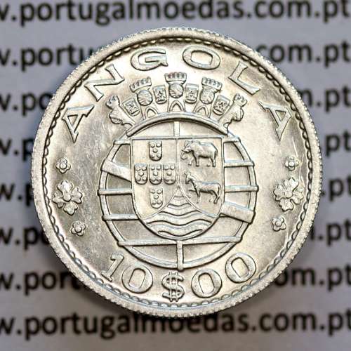 Angola 10$00 prata 1955, dez escudos prata 1955 Angola Ex-Colónia, (Bela/Soberba),World Coins Angola KM 73