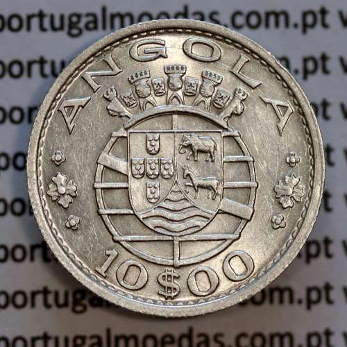 Angola coin 10$00 Escudos 1952 silver, Ten escudos silver 1952, 10 Escudos 1952, (MBC+/Bela), World Coins Angola KM 73