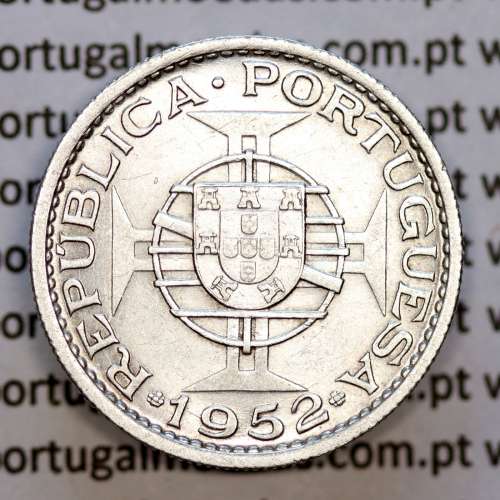 Angola coin 10$00 Escudos 1952 silver, Ten escudos silver 1952, 10 Escudos 1952, (MBC+/Bela), World Coins Angola KM 73