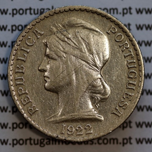 50 Centavos 1922 Níquel Angola, "$50" cinquenta centavos 1922 Ex-Colónia Angola, (MBC), World Coins Angola KM 65