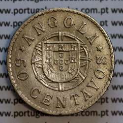 Coin 50 Centavos 1922 Nickel Angola, "$50" fifty cents 1922 Former Angola Colony, (MBC), World Coins Angola KM 65