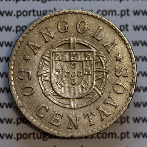 50 Centavos 1922 Níquel Angola, "$50" cinquenta centavos 1922 Ex-Colónia Angola, (MBC), World Coins Angola KM 65