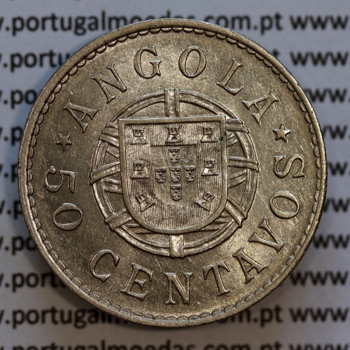 50 Centavos 1923 Níquel Angola, "$50" cinquenta centavos 1923 Ex-Colónia Portuguesa Angola, (Bela-), World Coins Angola KM 65