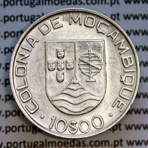 Coin 10$00 escudos 1936 Mozambique Silver, ten escudos 1936 Former Mozambique Colony, (Bela), World Coins Mozambique KM 67