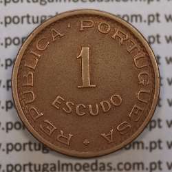 Mozambique, bronze coin of 1 Escudo 1953 of Former Portuguese Colony of Mozambique, (VF+), World Coins Mozambique KM 82