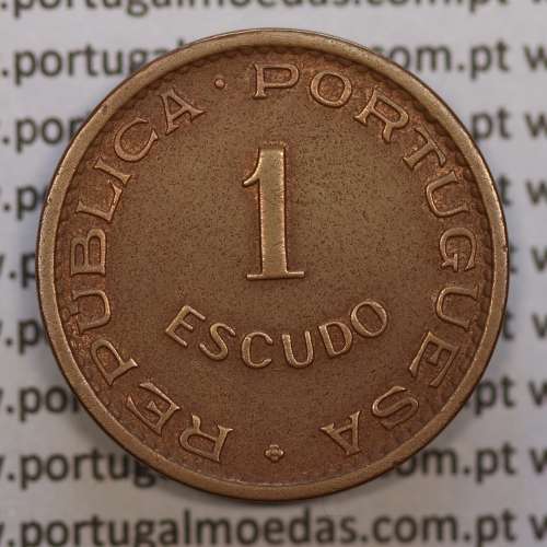 Mozambique, bronze coin of 1 Escudo 1953 of Former Portuguese Colony of Mozambique, (VF+), World Coins Mozambique KM 82