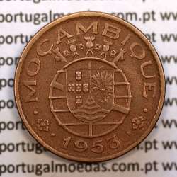 Mozambique, bronze coin of 1 Escudo 1953 of Former Portuguese Colony of Mozambique, (VF+), World Coins Mozambique KM 82
