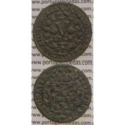 MOEDA V REIS COBRE 1764 (BC+) - D.JOSÉ I - JOSEPHUS - CRUZ PEROLADA