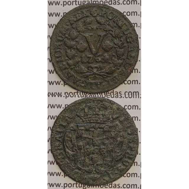 MOEDA V REIS COBRE 1764 (BC+) - D.JOSÉ I - JOSEPHUS - CRUZ PEROLADA