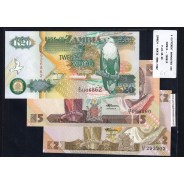 Zambia - Lote de 3 Notas Diferentes-Serie 1980-1992 ( Não Circuladas)