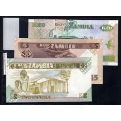Zambia - Lot of 2 Different Notes-Series 1980-1992 (Uncirculated)