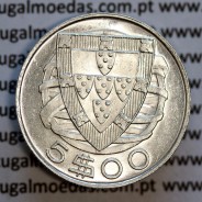 coin 5 escudos 1943, 5$00 silver 1943, Five Escudos 1943 of the Portuguese Republic, (Superb), World Coins Portugal KM 581