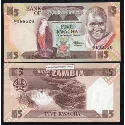 Zambia - 5 Kwacha Banknote 1986-1988 (Uncirculated) - Pick 25d