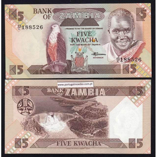 Zambia - 5 Kwacha Banknote 1986-1988 (Uncirculated) - Pick 25d