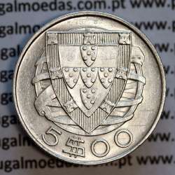 coin 5 escudos 1942, 5$00 silver 1942, Cinco Escudos 1942 of the Portuguese Republic, (Bela), World Coins Portugal KM 581