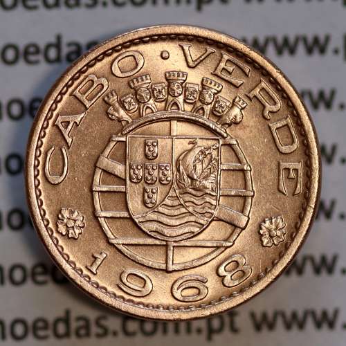 50 Centavos 1968 Bronze Cabo Verde, 50 centavos 1968 da Ex-Colónia de Cabo Verde, (Bela/Soberba), World Coins Cape Verde KM 11