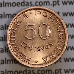 50 Centavos 1968 Bronze Cabo Verde, 50 centavos 1968 da Ex-Colónia de Cabo Verde, (Bela/Soberba), World Coins Cape Verde KM 11
