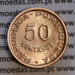 50 Centavos 1968 Bronze Cabo Verde, 50 centavos 1968 da Ex-Colónia de Cabo Verde, (Bela-), World Coins Cape Verde KM 11