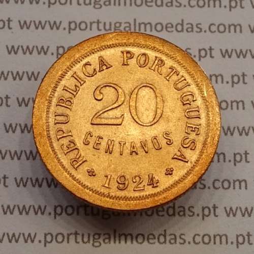 Portugal, 20 Centavos 1924 Bronze, Twenty Centavos 1924 ($20) Portuguese Republic, (VF+/XF), World Coins Portugal KM 574