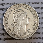 1 Escudo 1929 Alpaca, 1$00 1929 alpaca Republica Portuguesa, (MBC+), World Coins Portugal KM 578