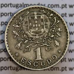 Coin 1 Escudo 1944 Alpaca of Portugal, 1$00 1944 alpaca of the Portuguese Republic, (MBC), World Coins Portugal KM 578
