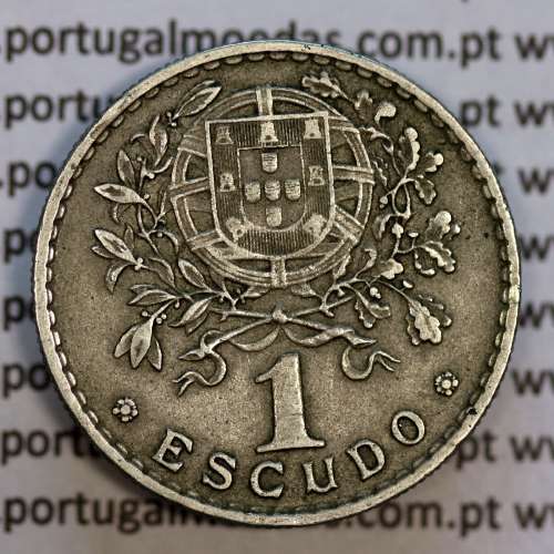 Coin 1 Escudo 1944 Alpaca of Portugal, 1$00 1944 alpaca of the Portuguese Republic, (MBC), World Coins Portugal KM 578