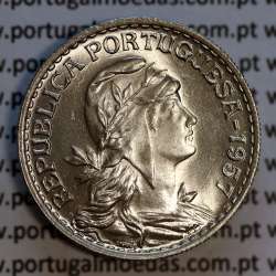 1 Escudo 1957 Alpaca, 1$00 1957 alpaca da Republica Portuguesa, (Soberba), World Coins Portugal KM 578