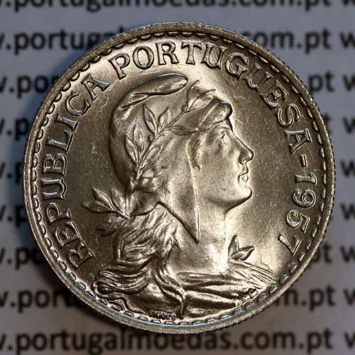 Portugal, coin of 1 Escudo 1957 Alpaca of the Portuguese Republic, (UNC), World Coins Portugal KM 578
