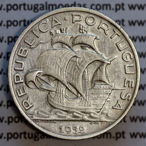 10$00 1932 prata,10 Escudos prata 1932 da Republica Portuguesa, (MBC+),  World Coins Portugal KM 582
