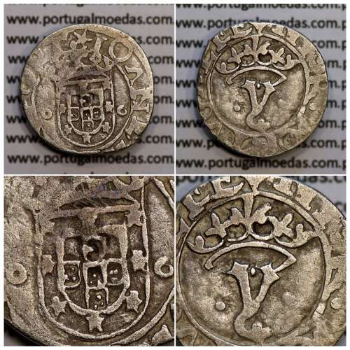 Vintém prata de D. João III 1521-1557, Escudo com 8 Castelos, Legenda: ⋌III:R:PORTVGALIE / ★IOANES:III:R:PORT