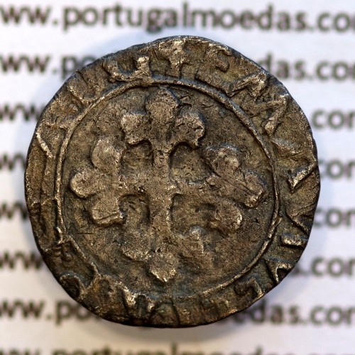 Meio Vintém Prata de D. Manuel I 1495-1521, (não classificada no A. Gomes) +EMANVEL:I:R:P:ET.A.D.G. / +EMANVEL:I:R:P:ET:A:D:G