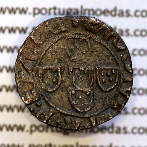 Meio Vintém Prata de D. Manuel I 1495-1521, (não classificada no A. Gomes) +EMANVEL:I:R:P:ET.A.D.G. / +EMANVEL:I:R:P:ET:A:D:G